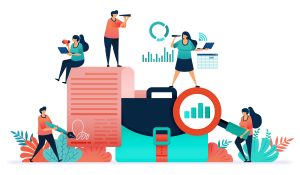 vector design of briefcase, agreement, magnifying glass, signature, document. check incoming job application. sign business projects with concepts of business to business or btb cooperation agreement.